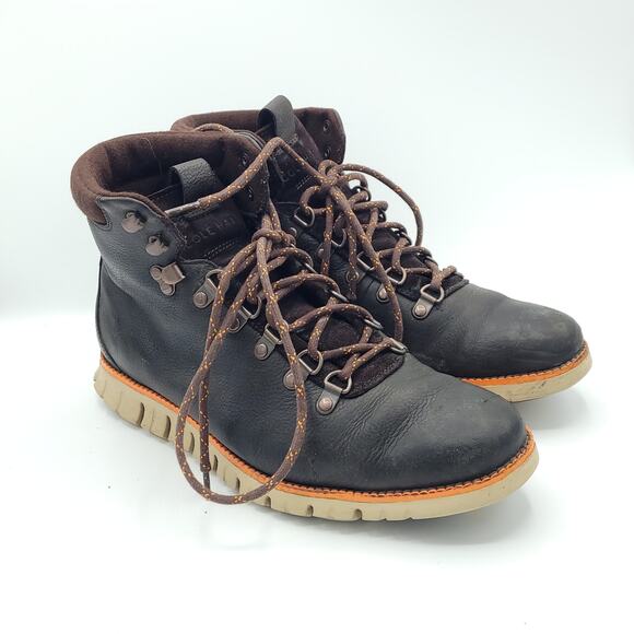 Mens Cole Haan ZeroGrand Hiker GrandOS Boots Brown Leather C29484 men\'s size 8.5 main image 2